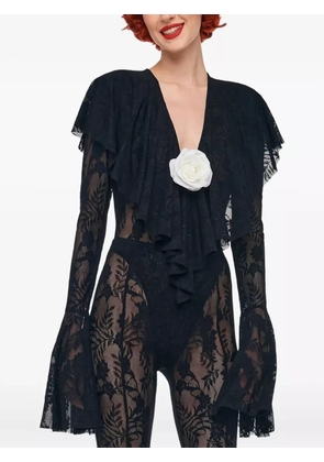 Norma Kamali ruffled lace top - Black