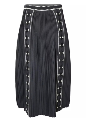 Ulla Johnson Sabina pleated embroidered midi skirt - Black