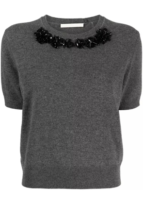 Jason Wu floral-applique wool-cashmere jumper - Grey