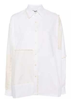 CAVIA panelled crochet-trim shirt - Neutrals