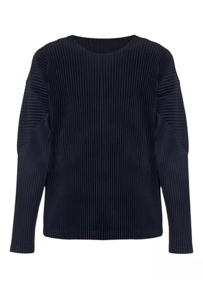 Issey Miyake pleated long-sleeves T-shirt - Blue