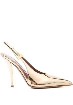 Paris Texas 100mm slingback pointed-toe pumps - Gold