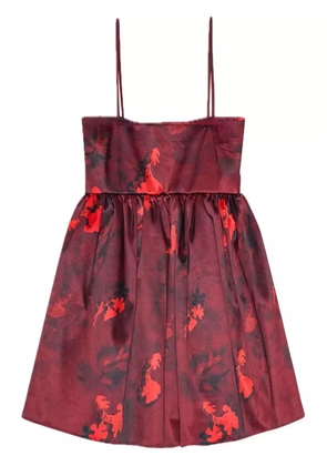 GANNI printed satin mini dress - Red