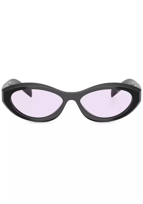 Prada Eyewear triangle-logo oval sunglasses - Black