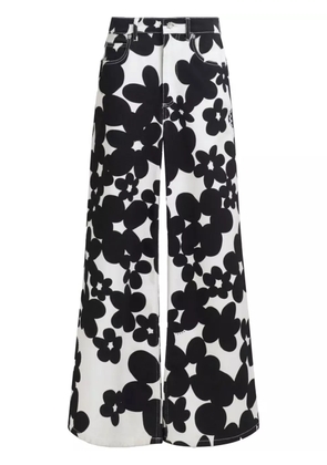 Marni floral-print flared trousers - Black