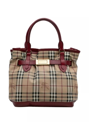 Burberry Pre-Owned 2021-2025 Haymarket Check Coated Canvas Golderton satchel - Brown