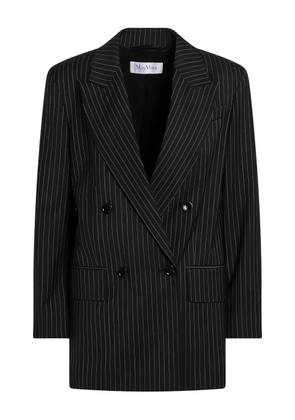 Max Mara striped-pattern double-breasted blazer - Black