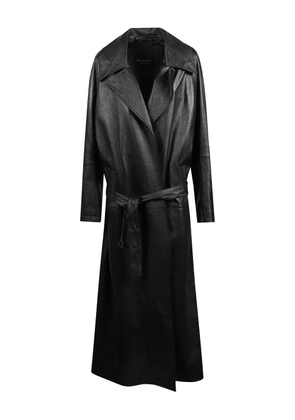 Balenciaga belted lambskin coat - Black