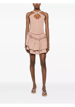 RHIZOME Katya ruffle-detail mini skirt - Brown