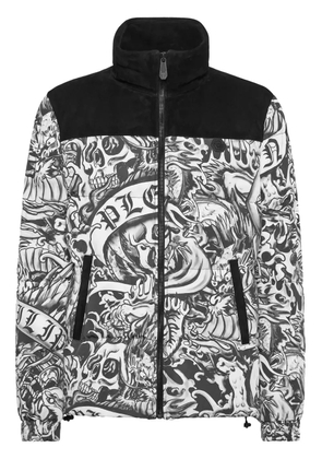Philipp Plein tattoo-print puffer jacket - Black