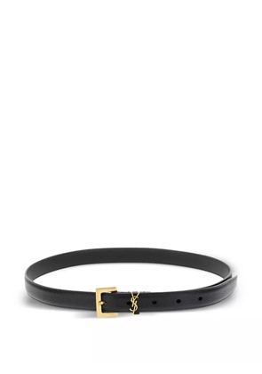 Saint Laurent Cassandre grained-leather belt - Black