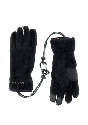 and Wander embroidered logo fleece gloves - Black