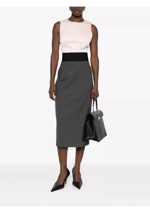 Sportmax contrast-waistband skirt - Grey