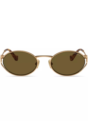 Miu Miu Eyewear logo-plaque sunglasses - Gold