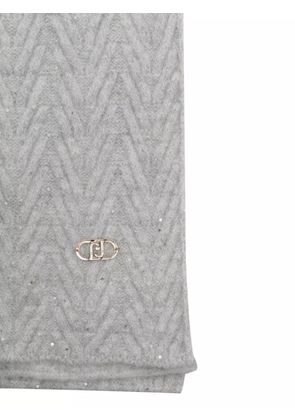 LIU JO logo-plaque chevron scarf - Grey