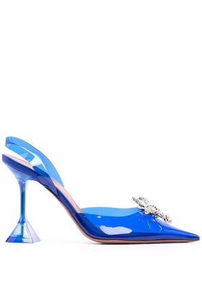 Amina Muaddi Rosie pointed-toe bow-detail 95mm pumps - Blue