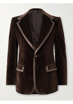 Dolce&Gabbana - Satin-Trimmed Cotton-Blend Velvet Blazer - Men - Brown - IT 46