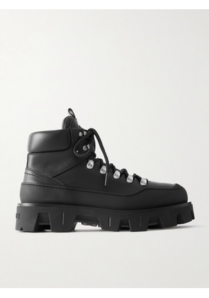 Moncler - Peak Rubber-Trimmed Leather Hiking Boots - Men - Black - EU 41.5