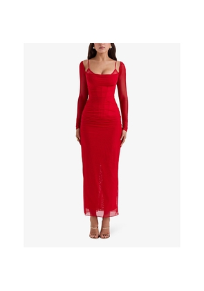 Womens House of CB Katarina Corseted Stretch-Woven Maxi Dress