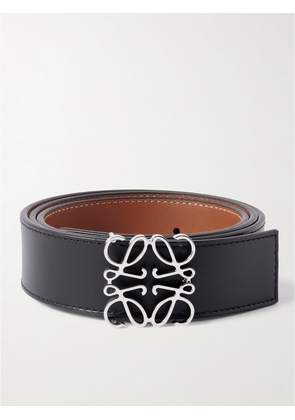 LOEWE - Anagram 3.5cm Reversible Leather Belt - Men - Black - EU 80