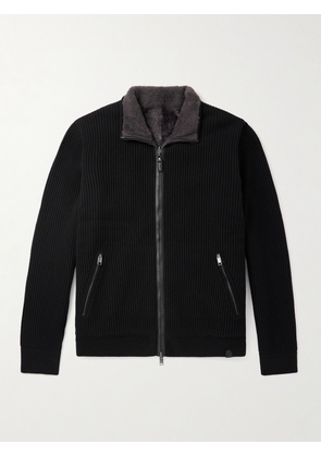 Brioni - Ribbed Cashmere and Wool-Blend Zip-Up Sweater - Men - Brown - IT 46