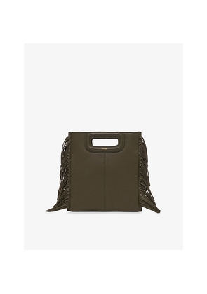 Womens Maje M Fringed-Trim Leather Cross-Body Bag