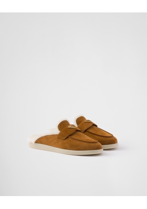 Suede and shearling slippers