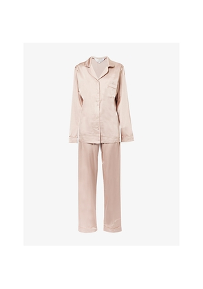 Womens The Nap Co Contrast-Piping Straight-Leg Stretch-Woven Pyjama Set