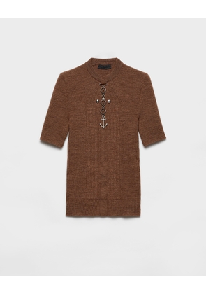 Wool crew-neck sweater with studs