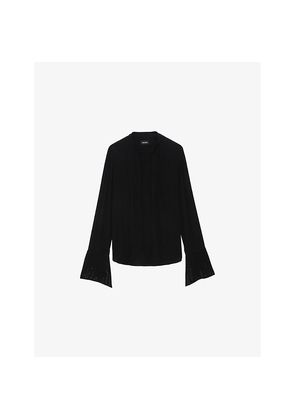 Womens Zadig&Voltaire Taika Open-Collar Woven Blouse