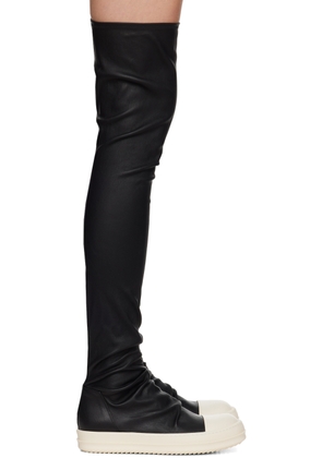 Rick Owens Black Porterville Knee High Stocking Sneaks Boots