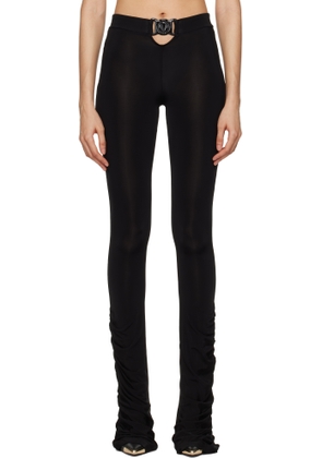 Versace Jeans Couture Black V-Emblem Ruched Leggings
