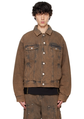 KUSIKOHC Brown Padded Multi Rivet Denim Jacket