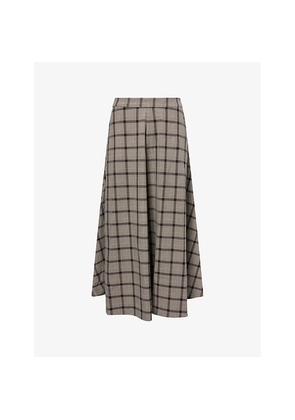 Womens Reformation First Light Check-Pattern Woven Maxi Skirt