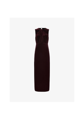Womens Phase Eight Ava Twist-Front Stretch-Velvet Maxi Dress