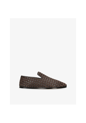 Mens Bottega Veneta Sunday Intrecciato Leather Slippers