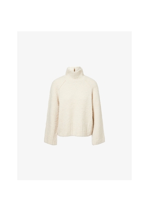 Womens Me And Em High-Neck Relaxed-Fit Bouclé Wool-Blend Jumper