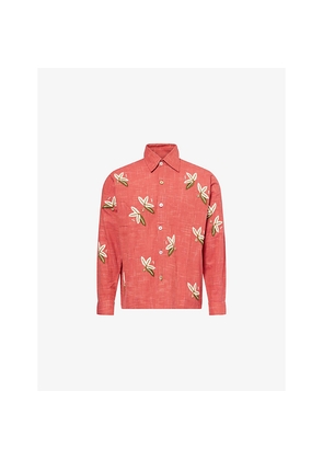 Mens Kartik Research Floral Box Hand-Embroidered Cotton Shirt