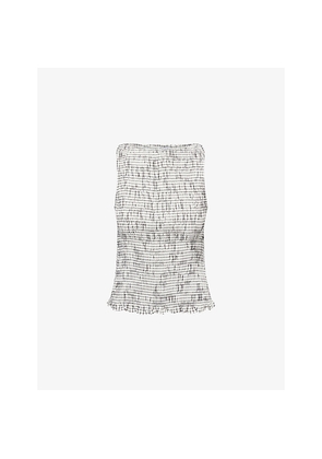 Womens Amy Lynn Sonya Shirred Cotton-Poplin Top