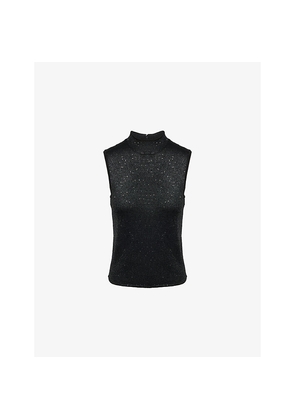 Womens Me And Em Sequin-Embellished High-Neck Shimmer-Knit Vest