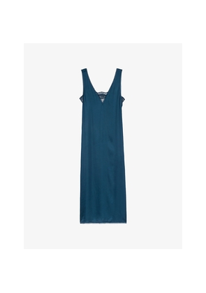 Womens Zadig&Voltaire Renzo V-Neck Satin Blend Midi Dress