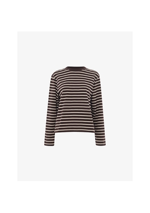 Womens Whistles Striped Long-Sleeved Cotton-Jersey Top