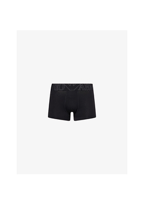 Mens Emporio Armani Branded Mid-Rise Stretch-Cotton Trunks