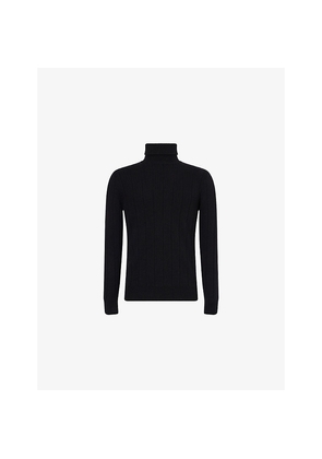 Mens Eleventy Roll-Neck Ribbed Cashmere Jumper