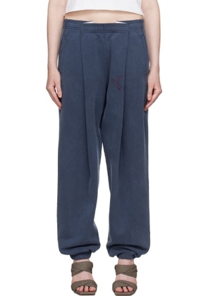 alexanderwang. t Navy Logo Waistband Pleated Sweatpants