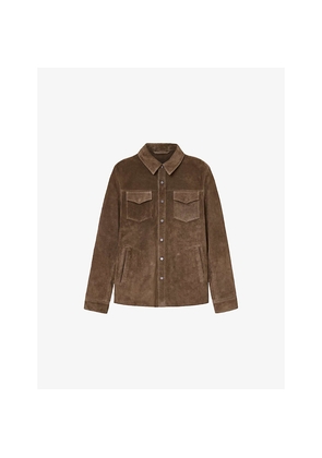 Mens Allsaints Sully Flap-Pocket Suede Shirt