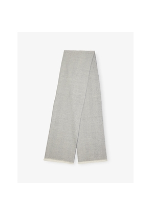 Mens Corneliani Herringbone Frayed Wool Scarf