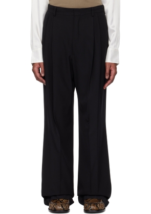 Dries Van Noten Black Wool Straight Trousers