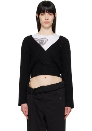 OPEN YY Black Criss Cross Ribbed Pullover Sweater