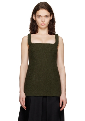 TOTEME Green Square Neck Bouclé Top